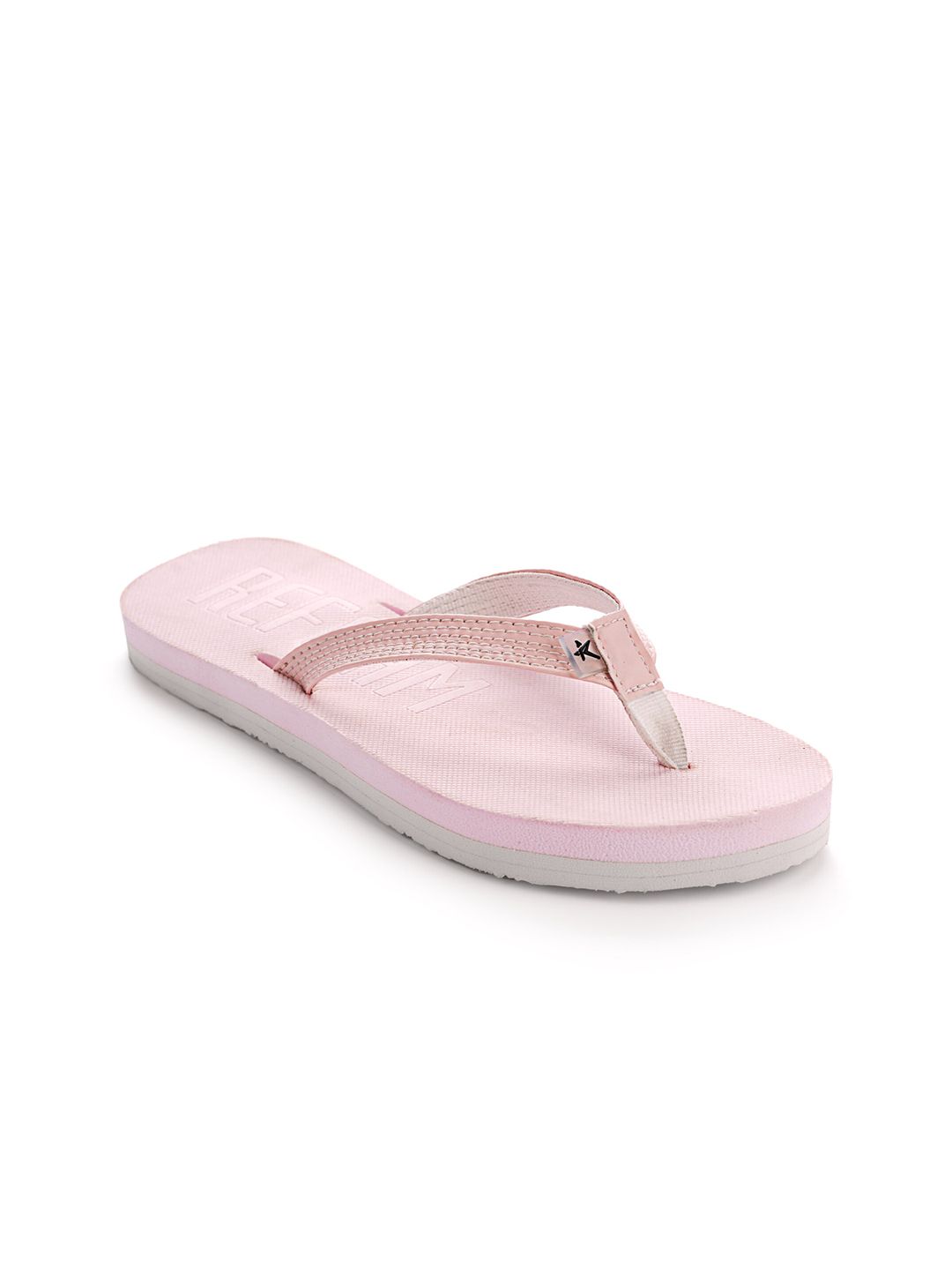 REFOAM Women Pink & White Rubber Room Slippers Price in India