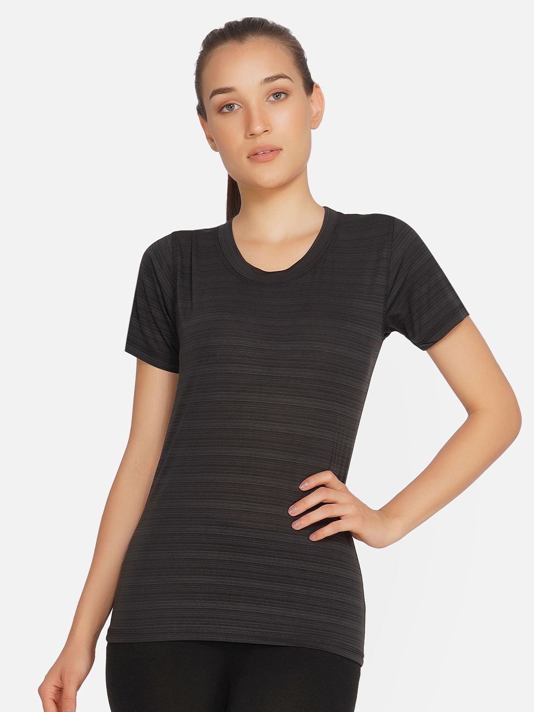 NEU LOOK FASHION Women Black sports T-shirt Price in India