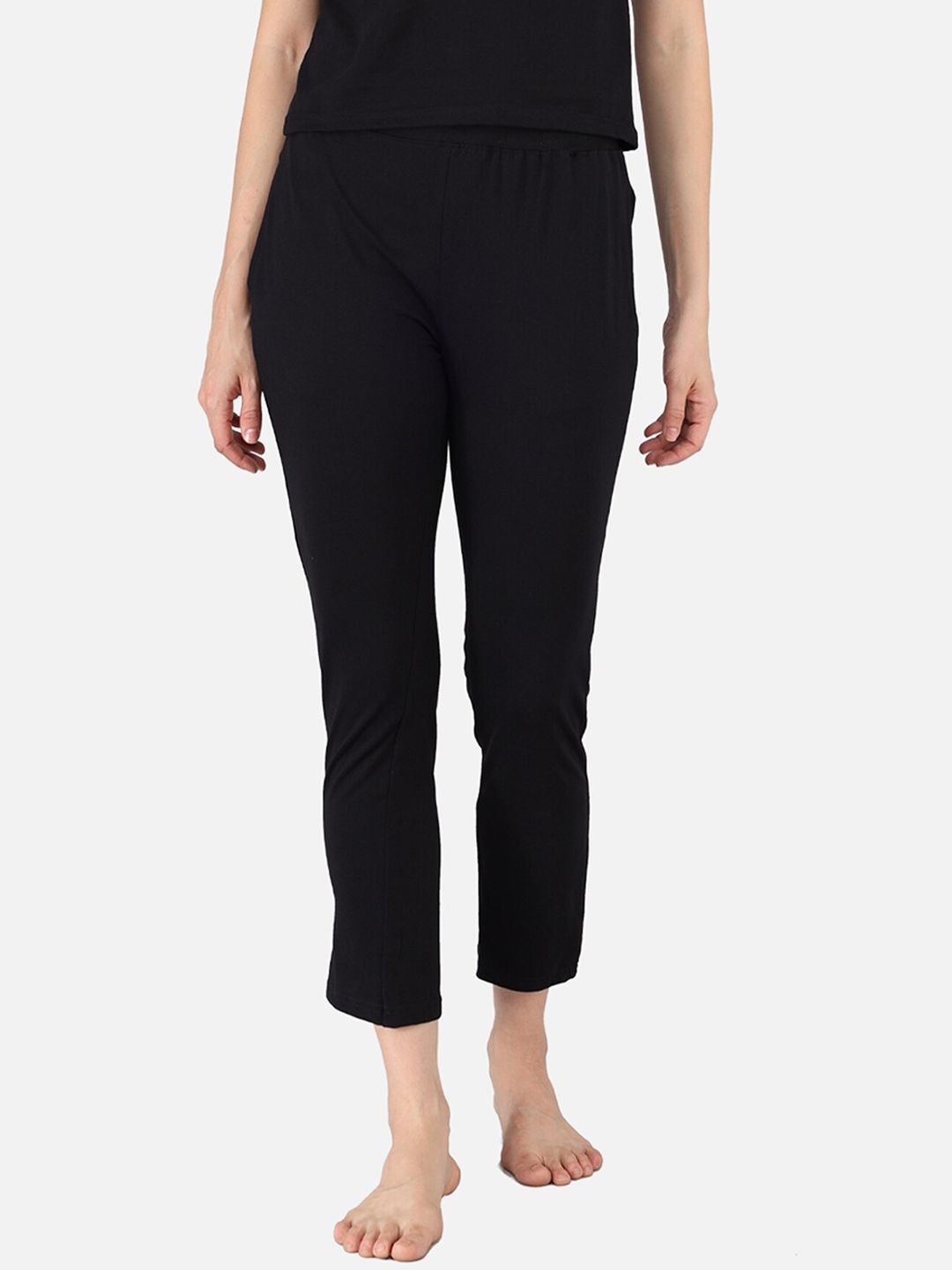 The Dry State Women Black Solid Cotton Pyjamas Price in India