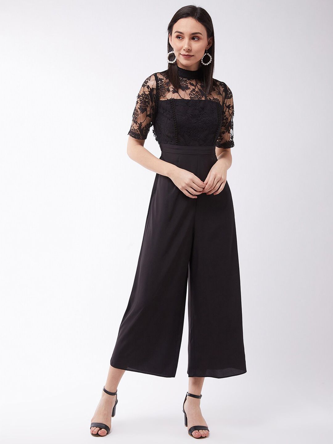 Miss Chase Black Cowl Neck Basic Jumpsuit Price in India