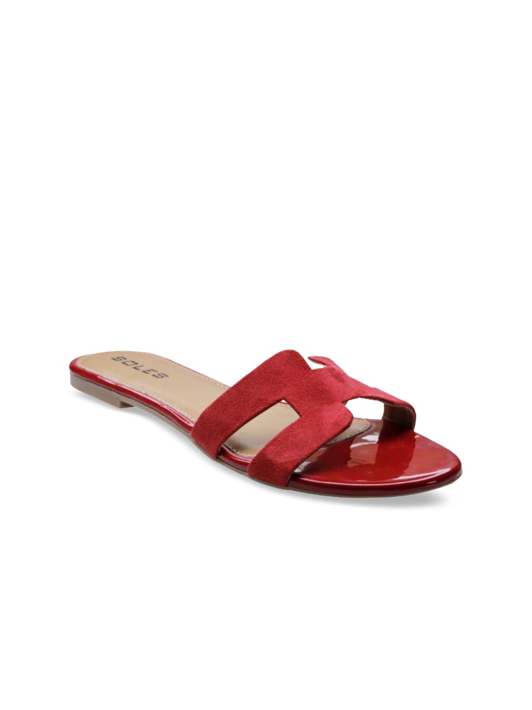 SOLES Women Red Open Toe Flats Price in India