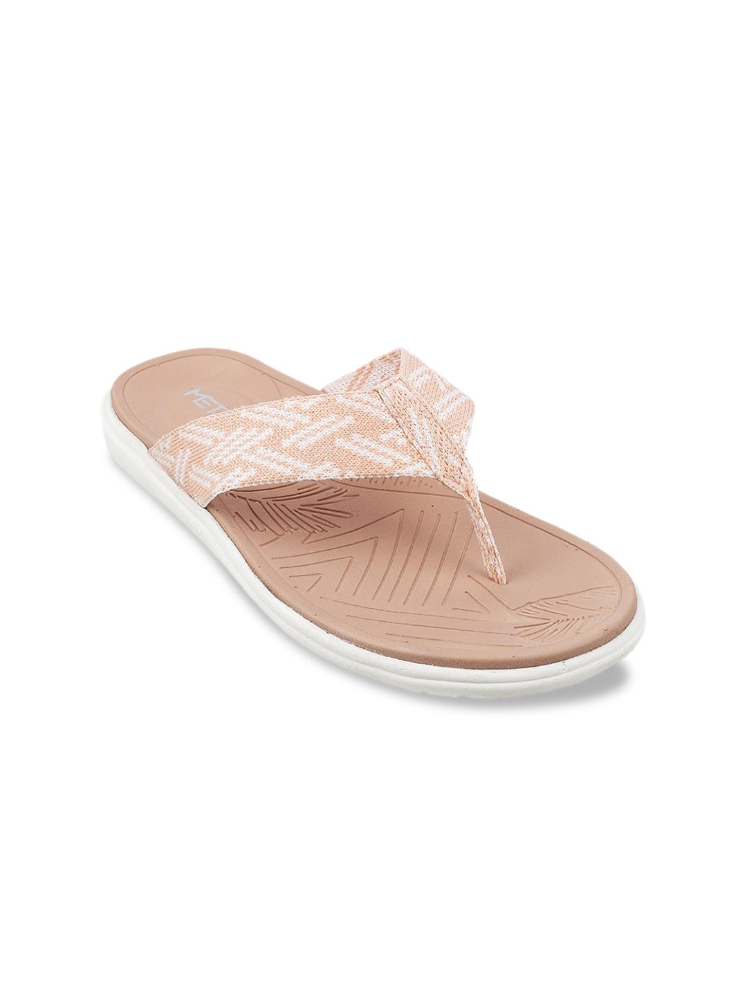 WALKWAY by Metro Women Peach & White Printed Thong Flip-Flops Price in India