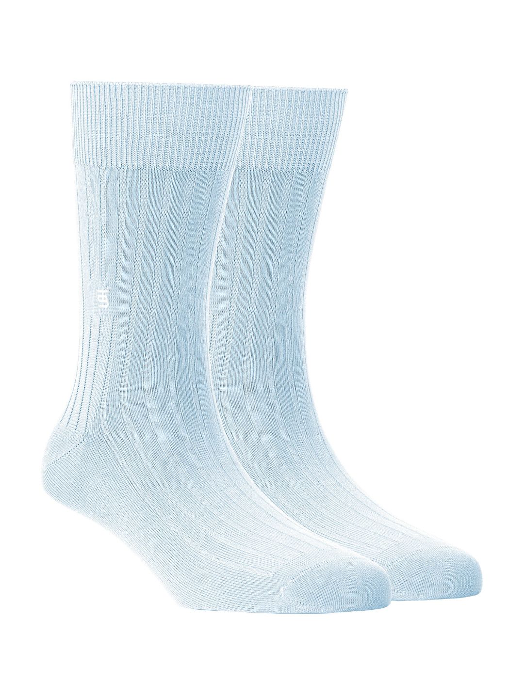 SockSoho Men Blue Solid Calf-Length Socks