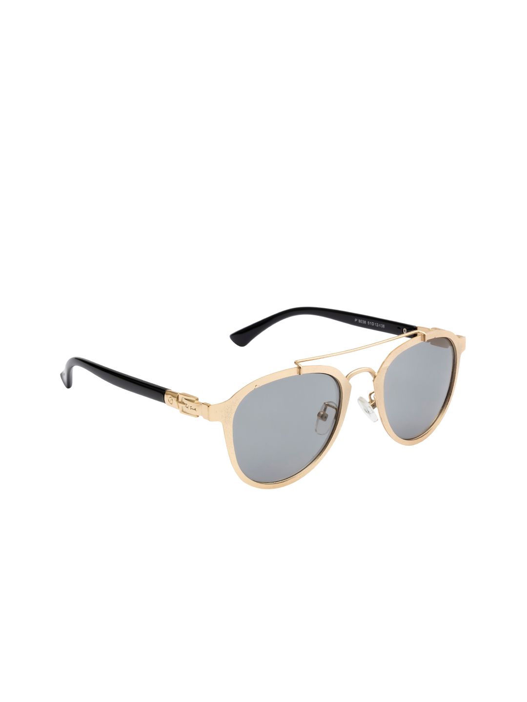 Ted Smith Unisex Grey Lens & Gold-Toned Aviator Sunglasses with UV Protected Lens