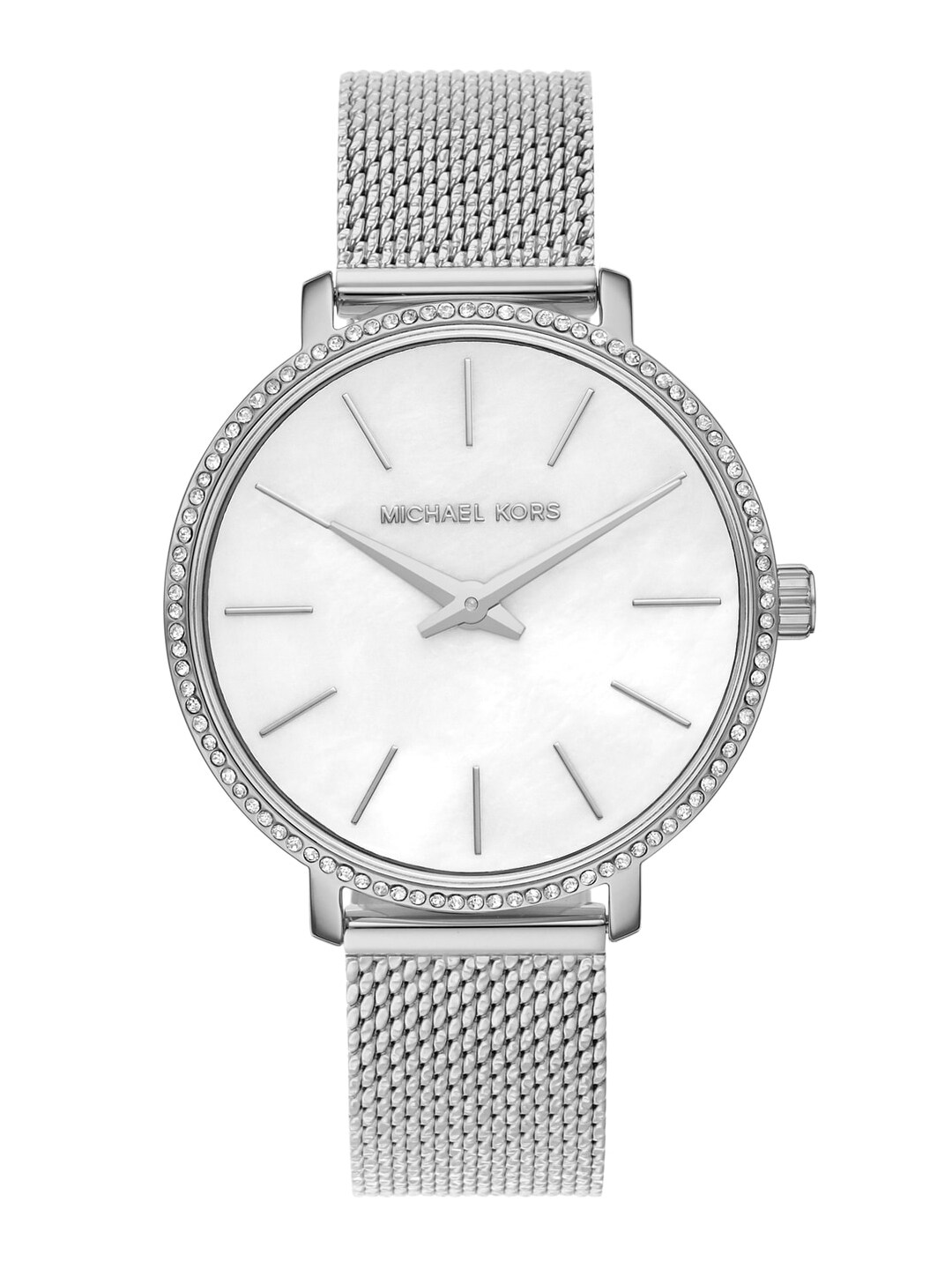Michael Kors Women White Dial & Silver Toned Stainless Steel Straps Analogue Watch MK4618 Price in India