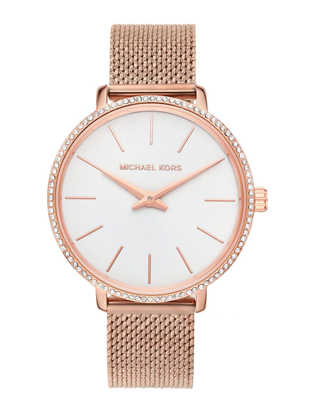 Michael Kors Women White Dial & Rose Gold-Plated Straps Analogue Watch MK4588 Price in India