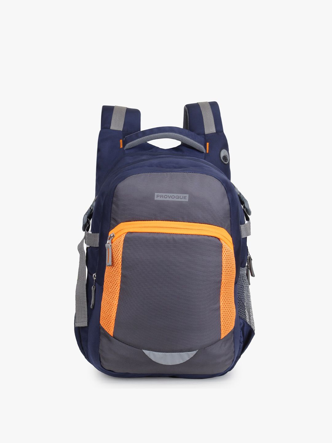 Provogue Unisex Grey & Orange Contrast Detail Backpack with Earphone Gate Price in India