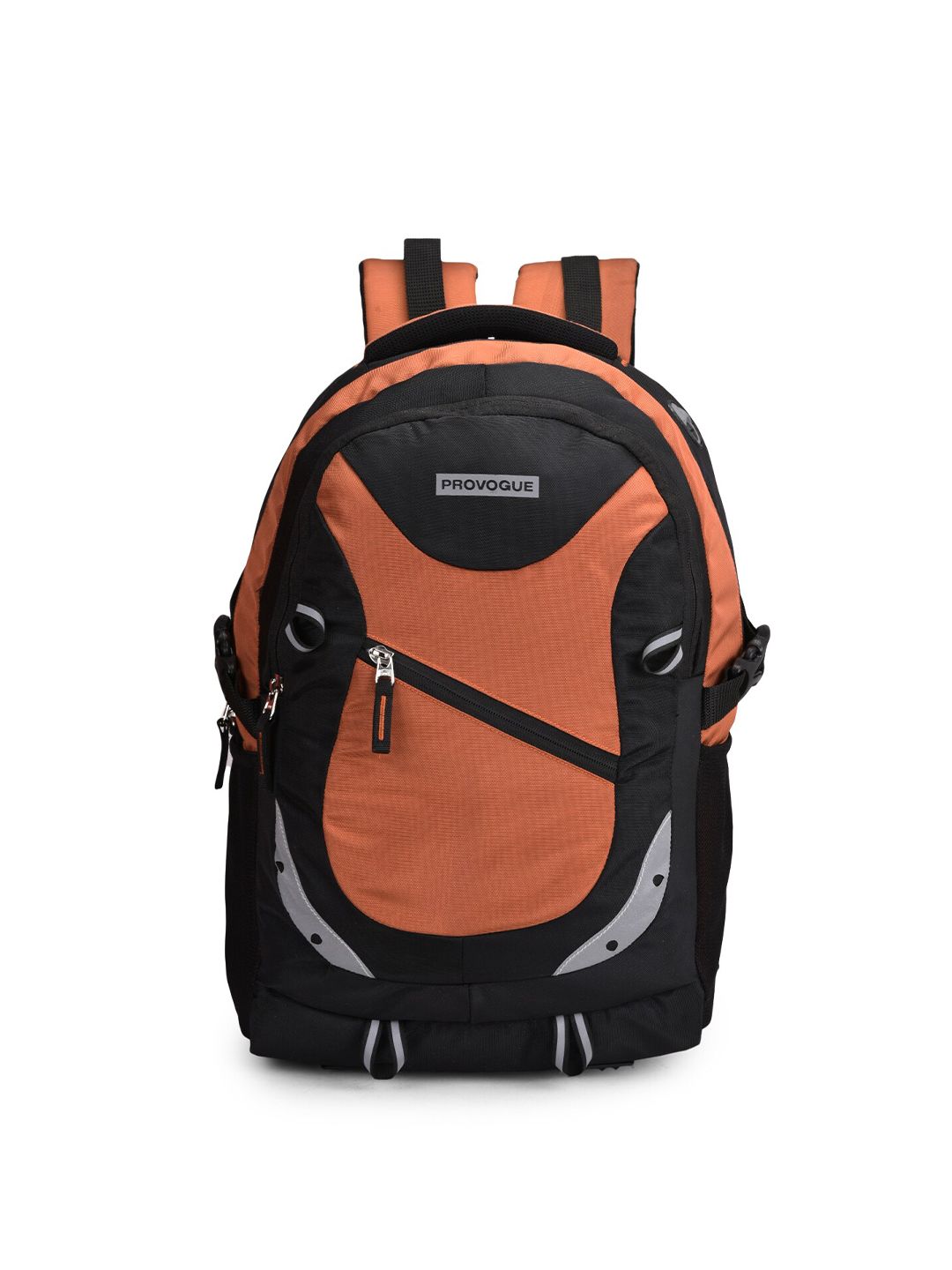 Provogue Unisex Tan Brown & Black Colourblocked Backpack with Reflective Strip Price in India