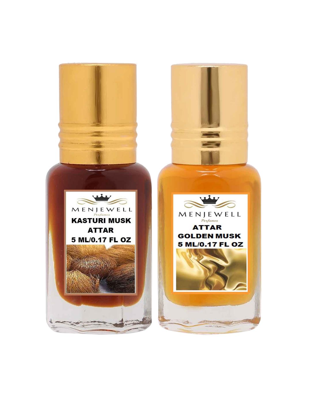 MENJEWELL Perfumes Kasturi and Golden Musk Attar Finest Pure Perfumes No Alcohol Set Price in India