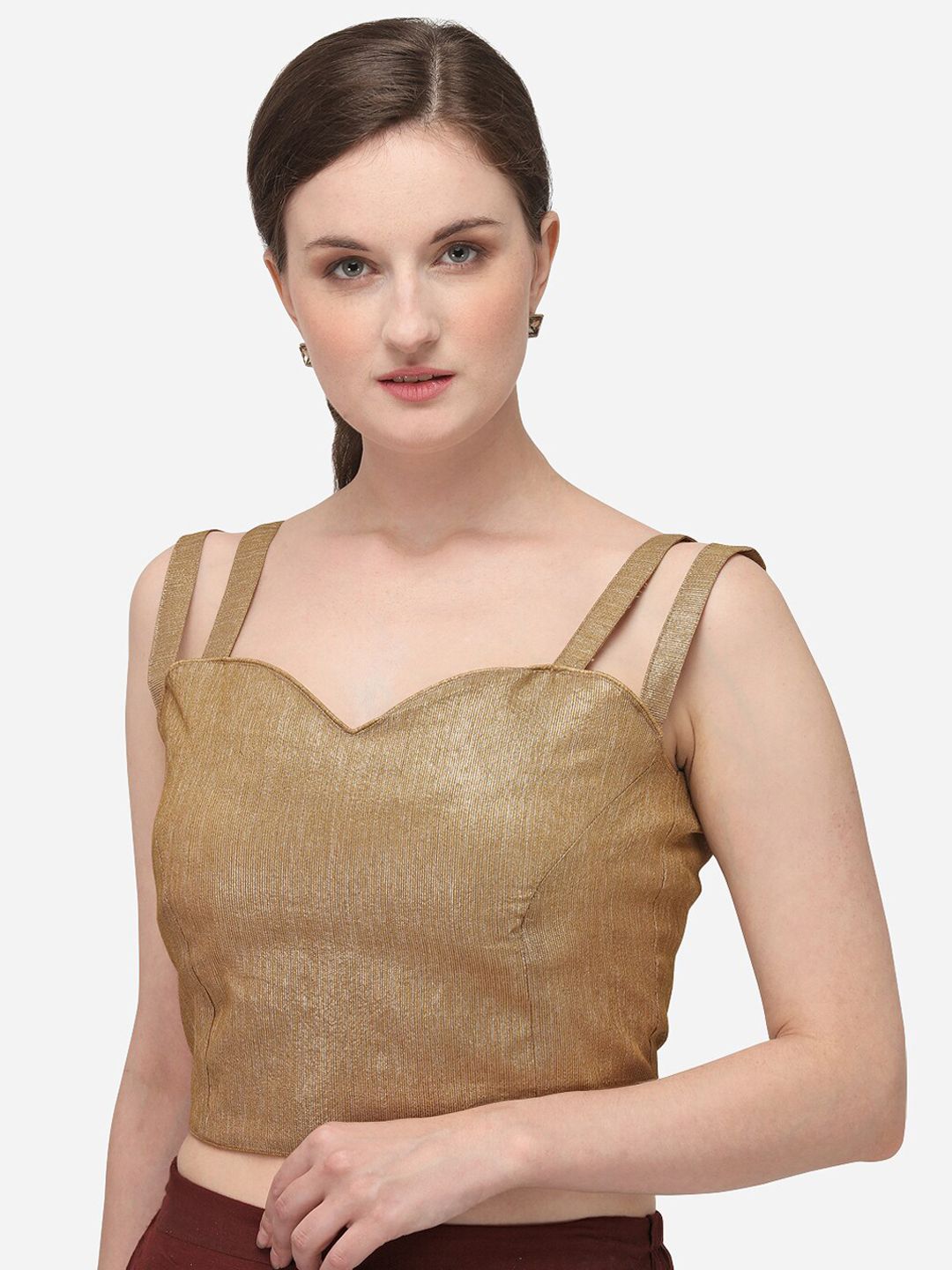 Nanda Silk Mills Women Gold-Colored Embellished Silk Saree Blouse Price in India