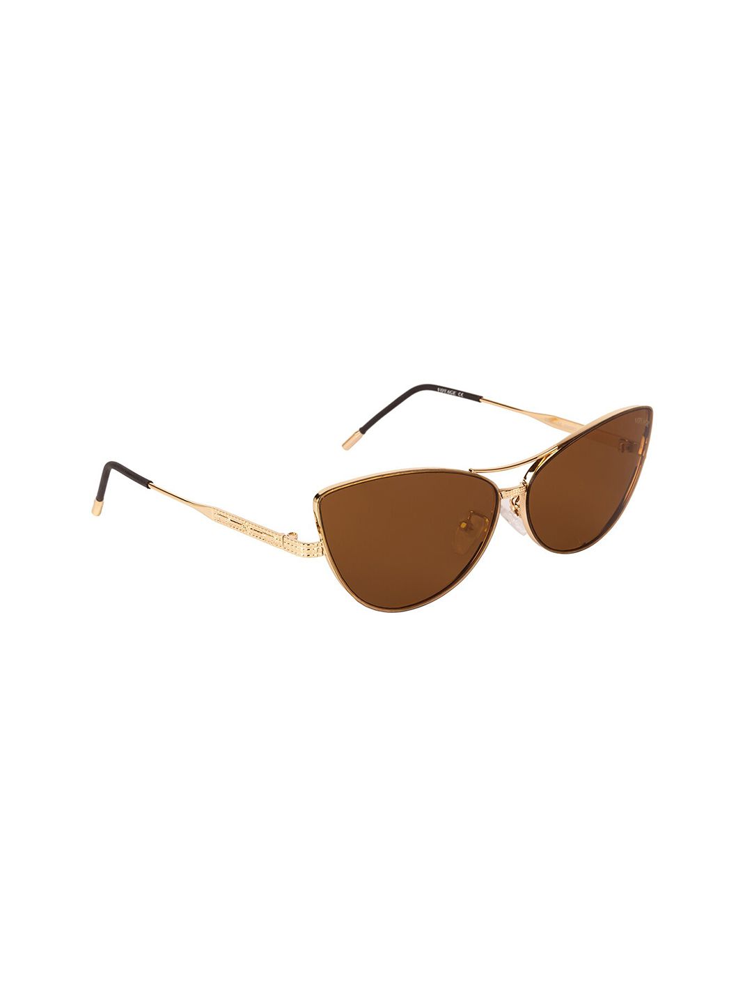 Voyage Women Brown Lens & Gold-Toned Cateye Sunglasses with UV Protected Lens Price in India
