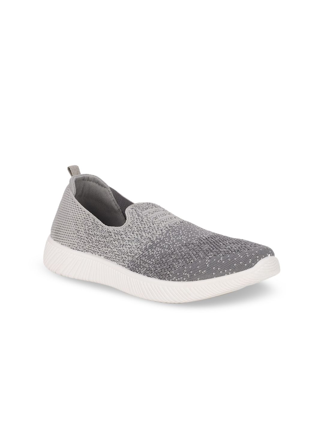 Bata Women Grey Woven Design PU Slip-On Sneakers Price in India