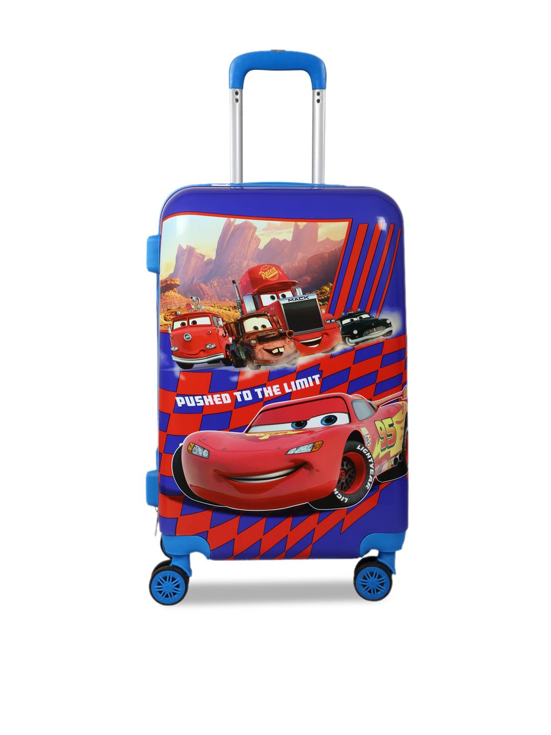 Disney Kids Blue & Red Car Printed Hard-Sided Cabin Trolley Suitcase Price in India