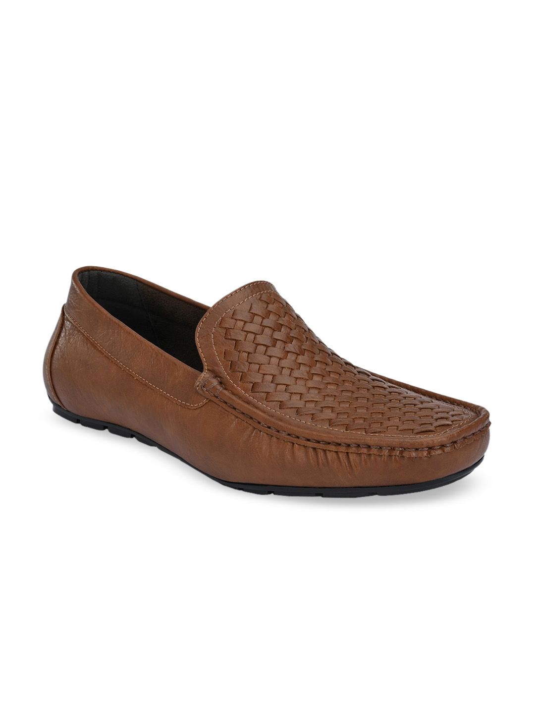 Rodolfo Darrell Men Tan Basket Weave Woven Design Loafers