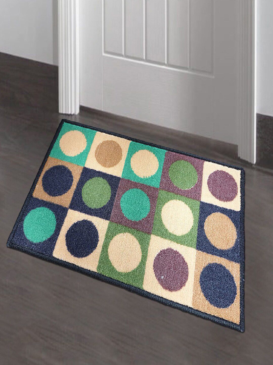 Status Beige & Purple Printed Anti-Skid Door Mat Price in India