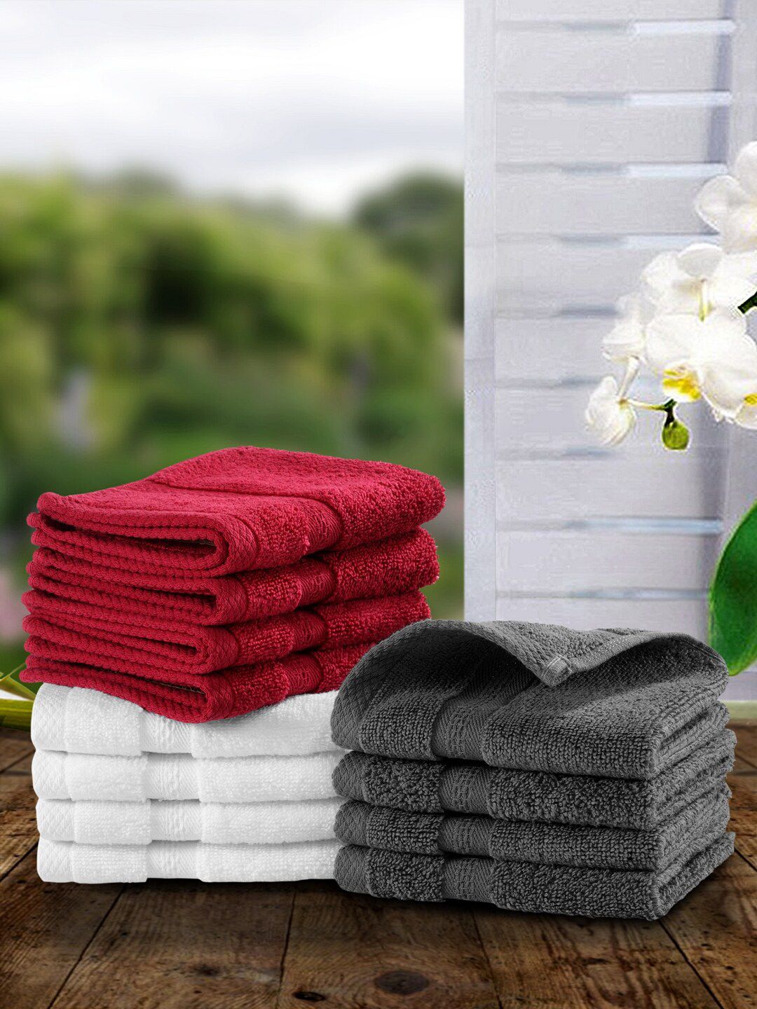 BIANCA Set Of 12 Pure Cotton Ultra-Fluffy Face Towels Price in India