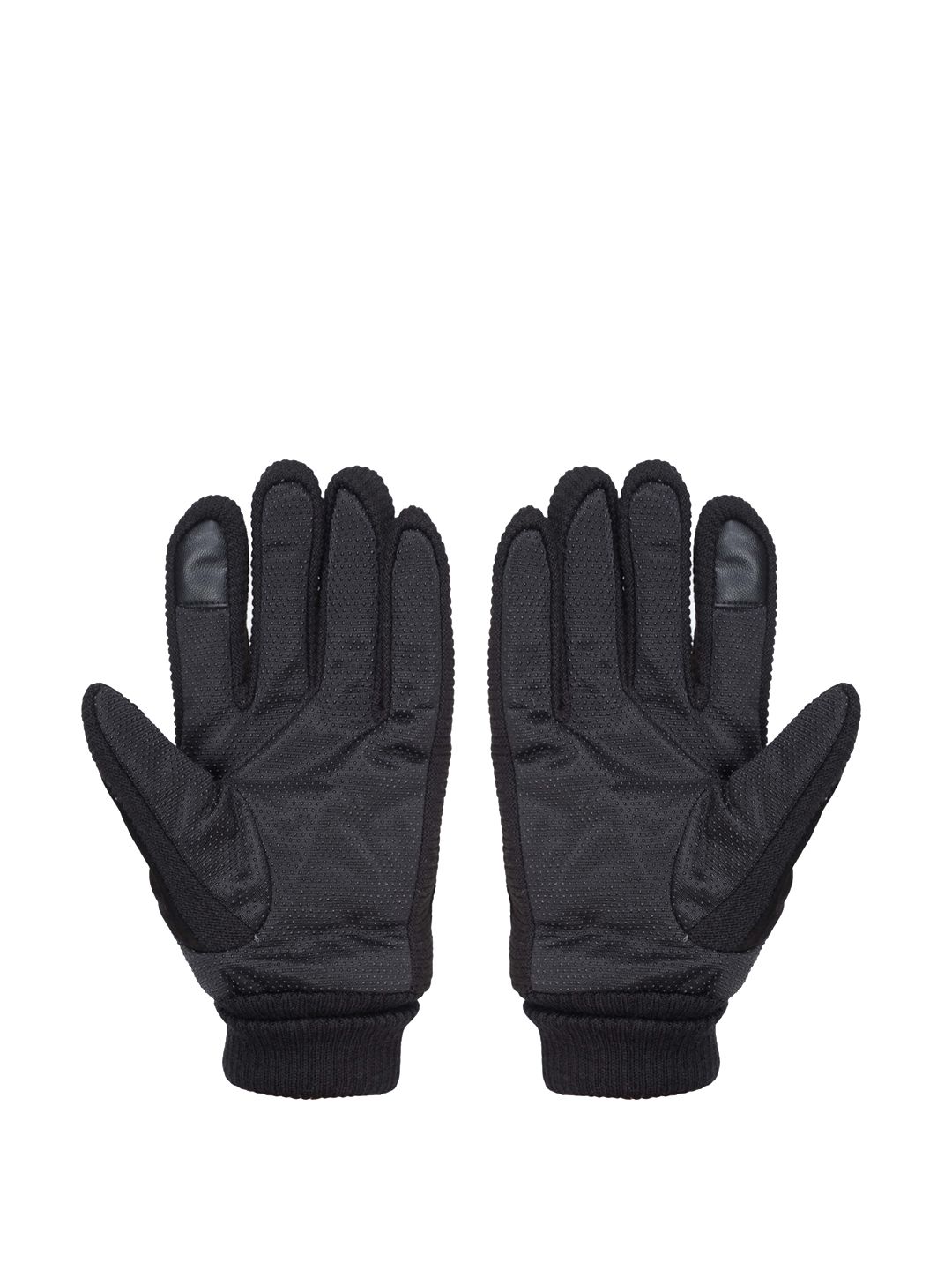 FabSeasons Unisex Black Solid Acrylic Winter Gloves With Touchscreen Fingers Price in India