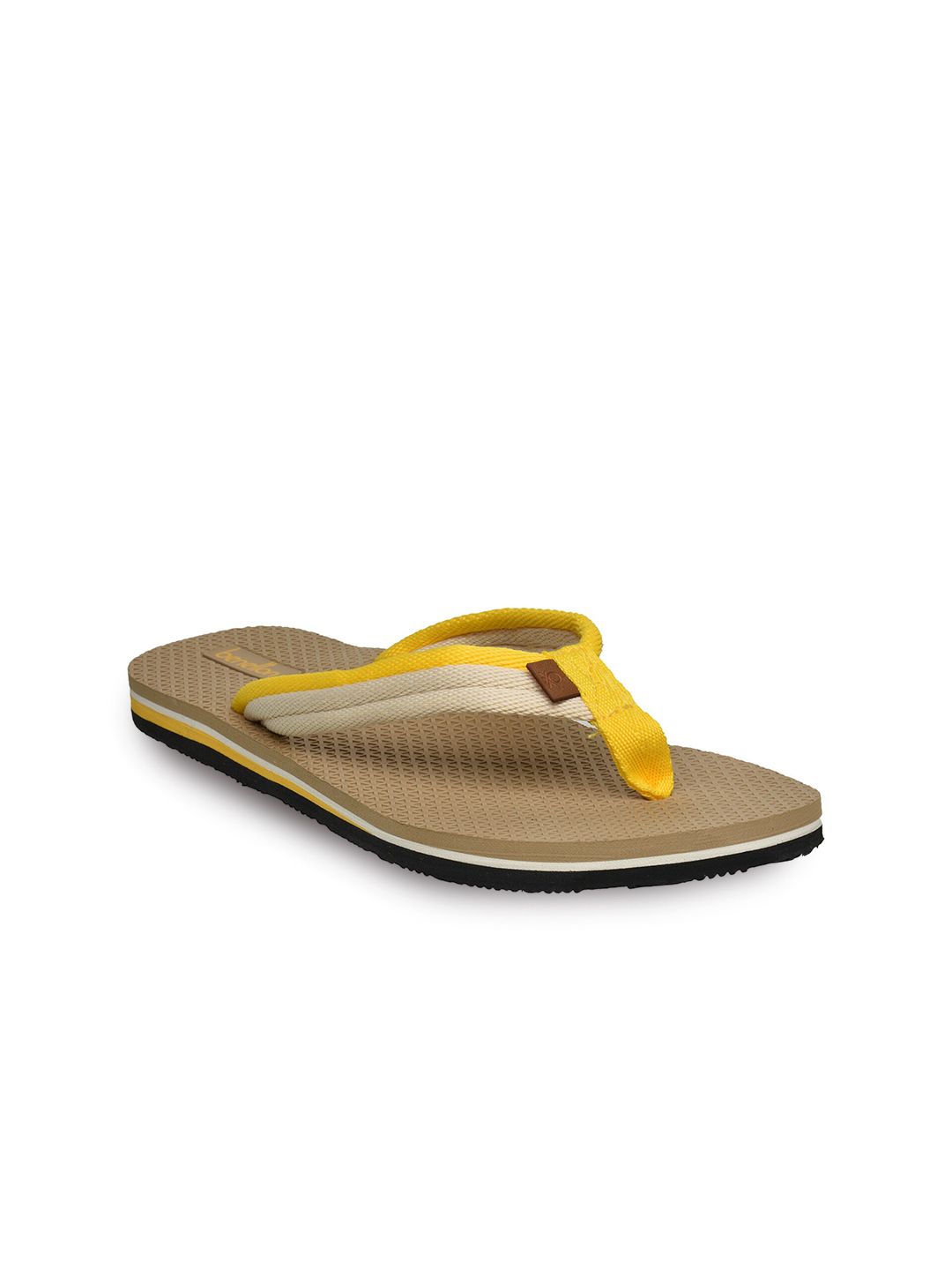 United Colors of Benetton Women Yellow & Beige Thong Flip-Flops Price in India