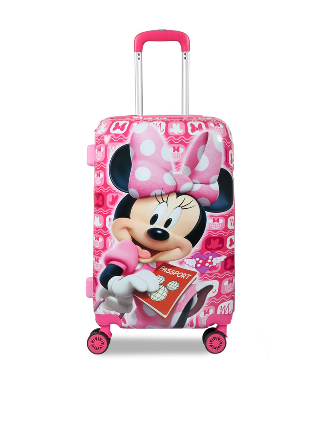 Disney Kids Pink & Black Minnie Printed Hard-Sided Cabin Trolley Suitcase Price in India