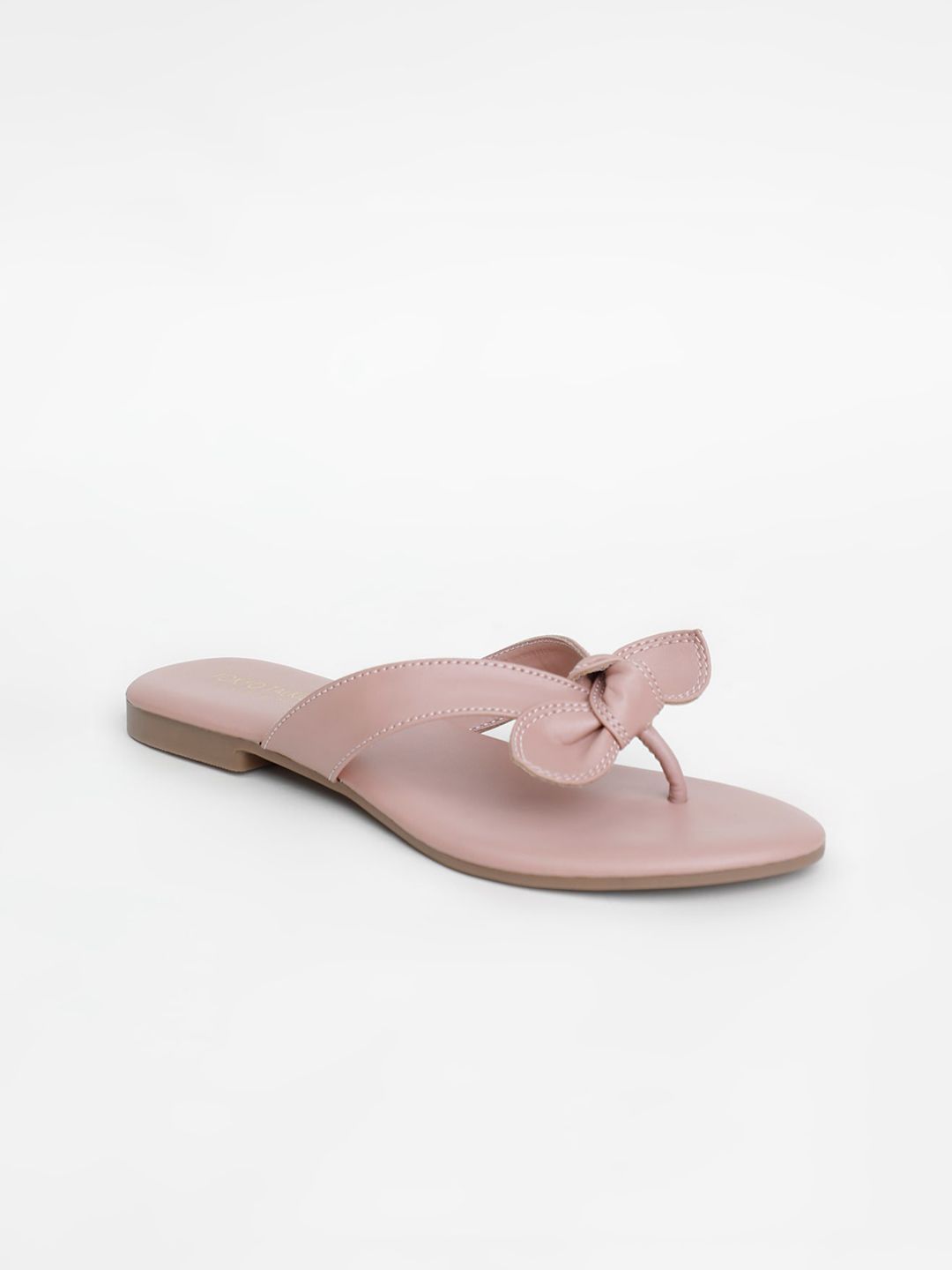 Tokyo Talkies Women Pink Solid Open Toe Flats with Bows Price in India