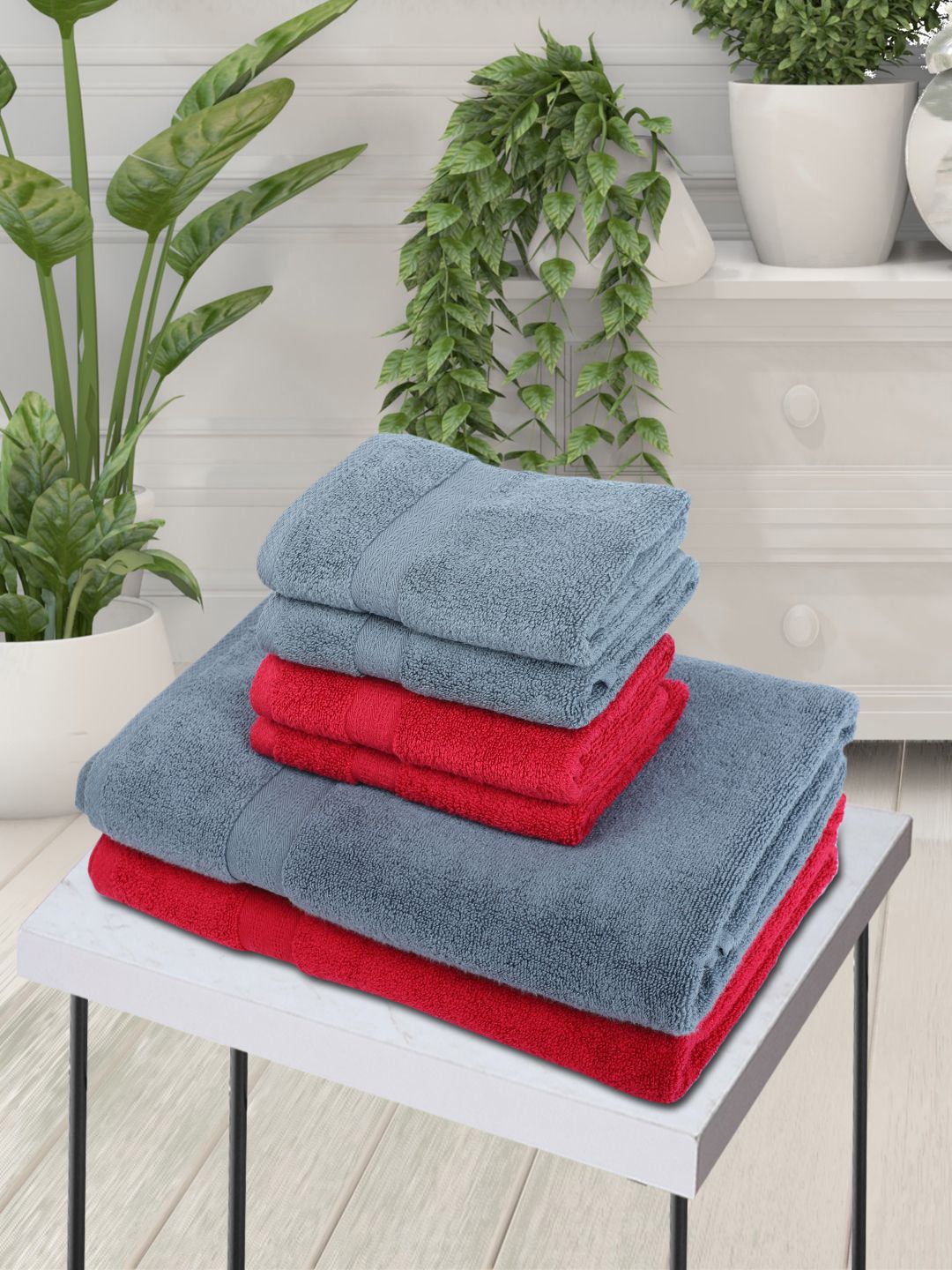 BIANCA Set Of 6 Solid Zero-Twist 500 GSM Pure Cotton Ultra-Fluffy Towel Set Price in India