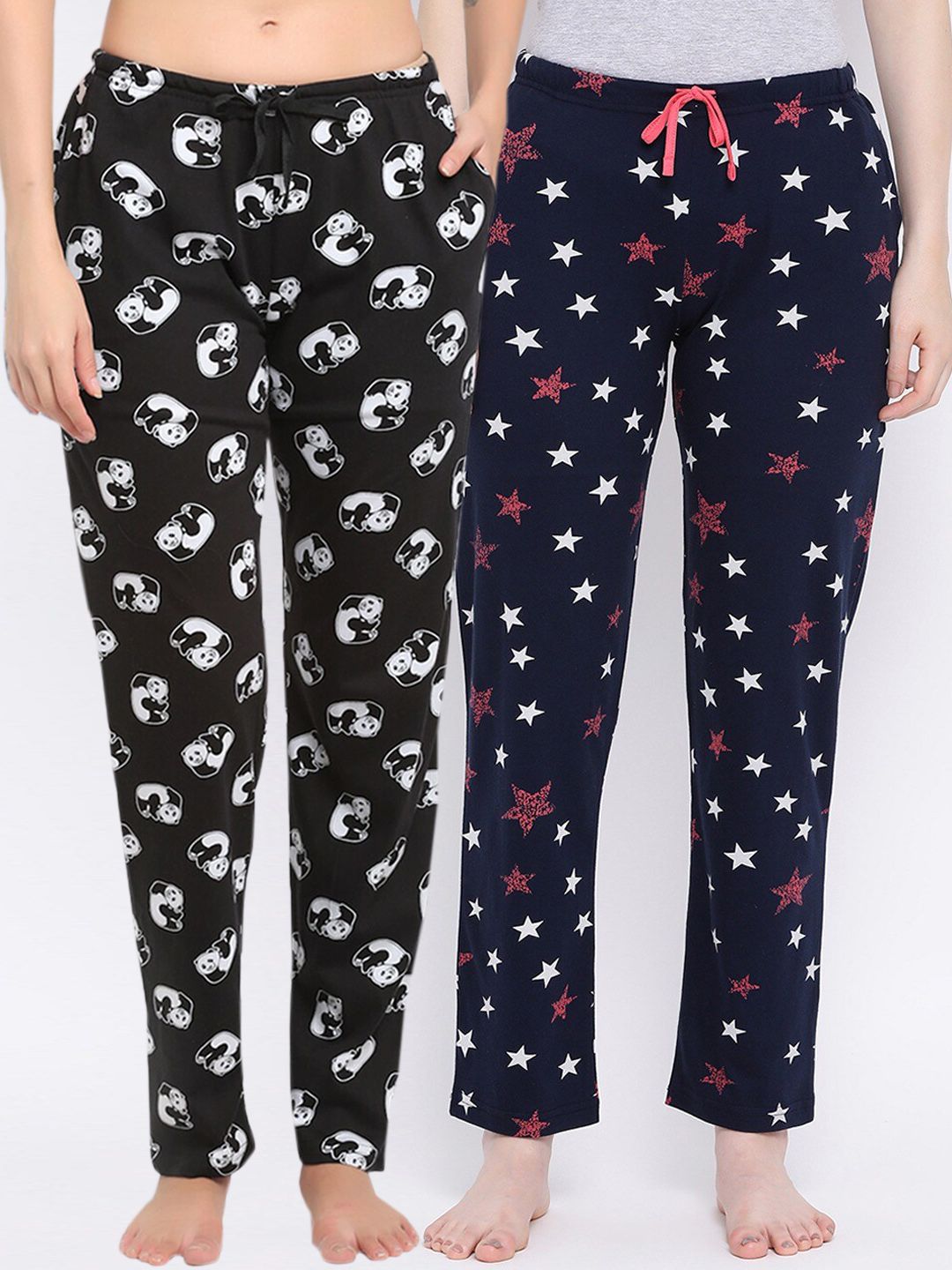 Kanvin Women Pack Of 2 Printed Pure Cotton Lounge Pants Price in India