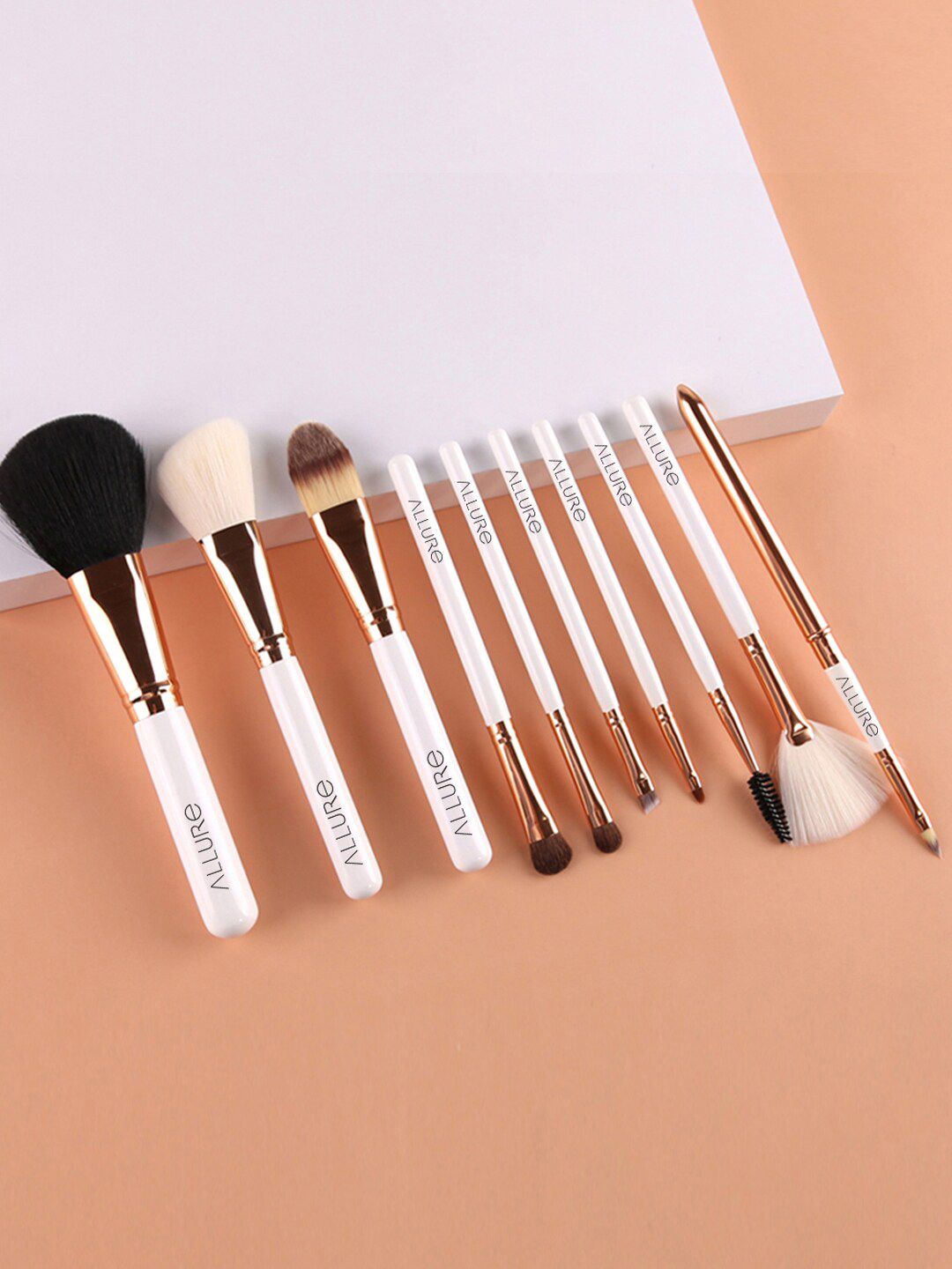 Allure White gold makeup brush set of 10 Price in India