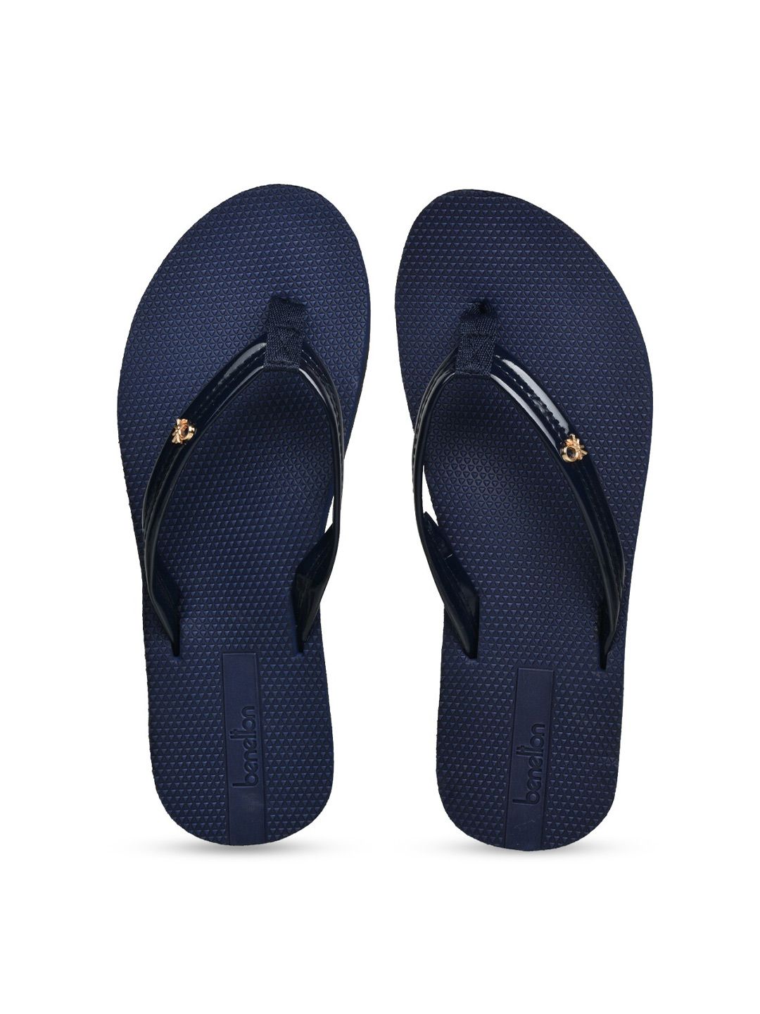 United Colors of Benetton Women Navy Blue Thong Flip-Flops Price in India