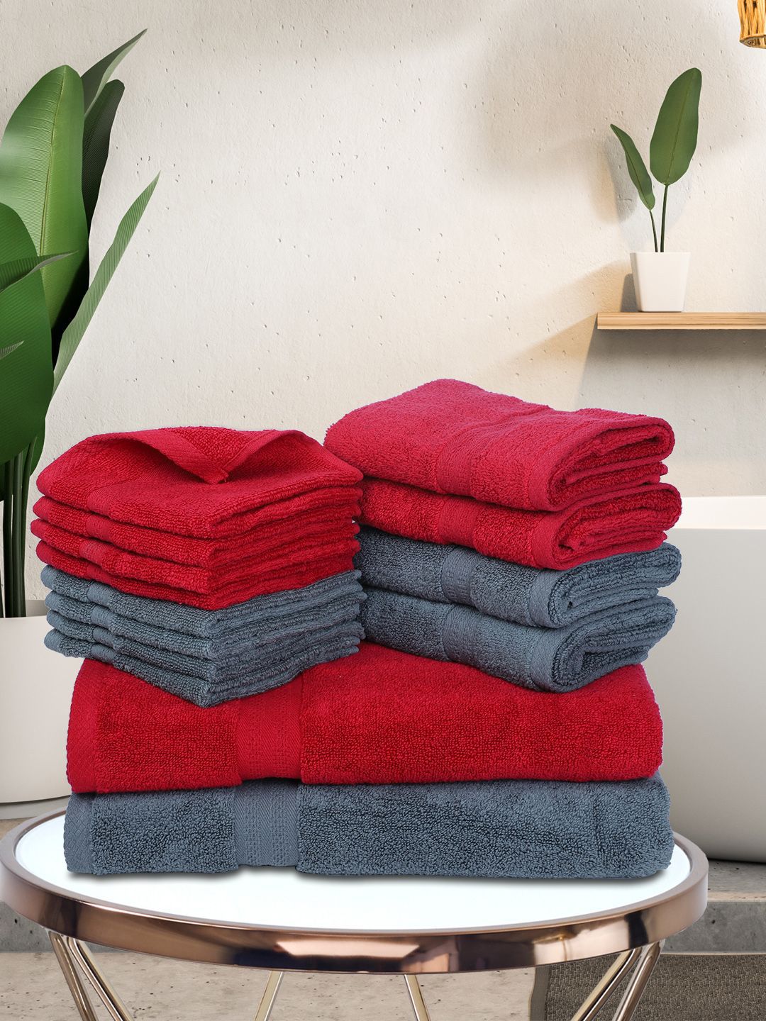 BIANCA Set Of 14 Pure Cotton Ultra-Fluffy Towels Price in India