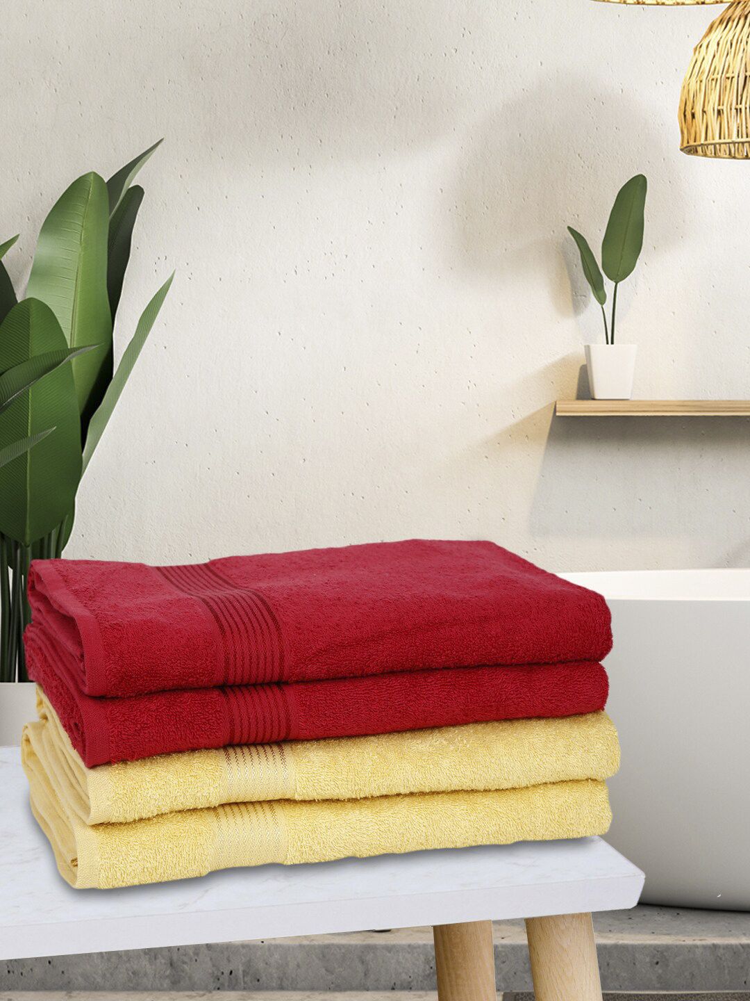 BIANCA Set Of 4 Pure Cotton Ultra-Fluffy Bath Towels Price in India