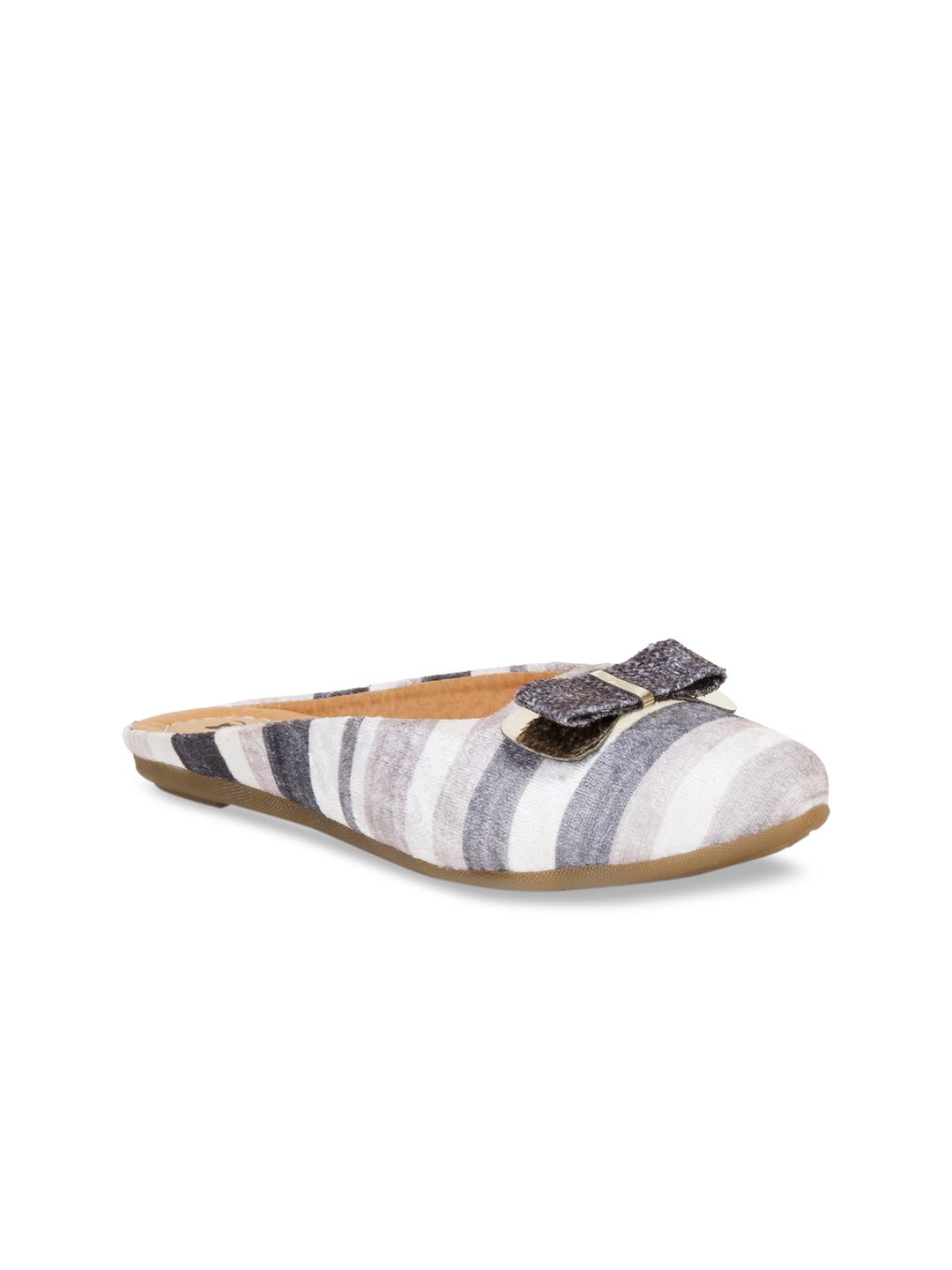 Denill Women White Printed Mules with Bows Flats Price in India