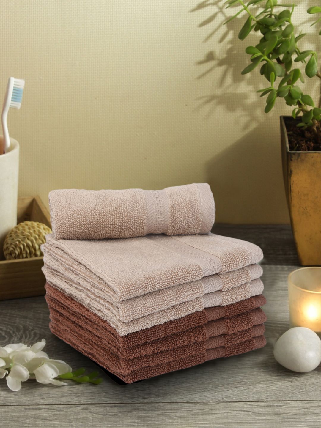 BIANCA Set Of 8 Pure Cotton Ultra-Fluffy Towels Price in India