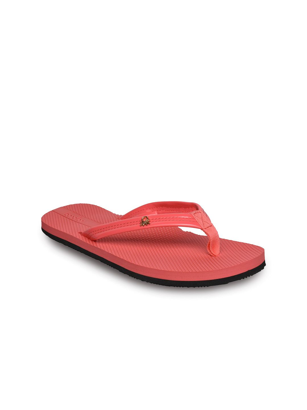United Colors of Benetton Women Peach Thong Flip-Flops Price in India