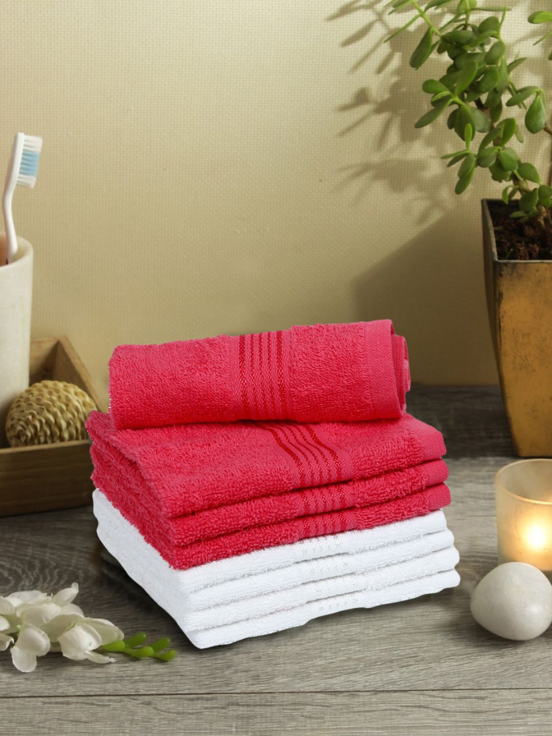 BIANCA Set Of 8 Pure Cotton Ultra-Fluffy Towels Price in India