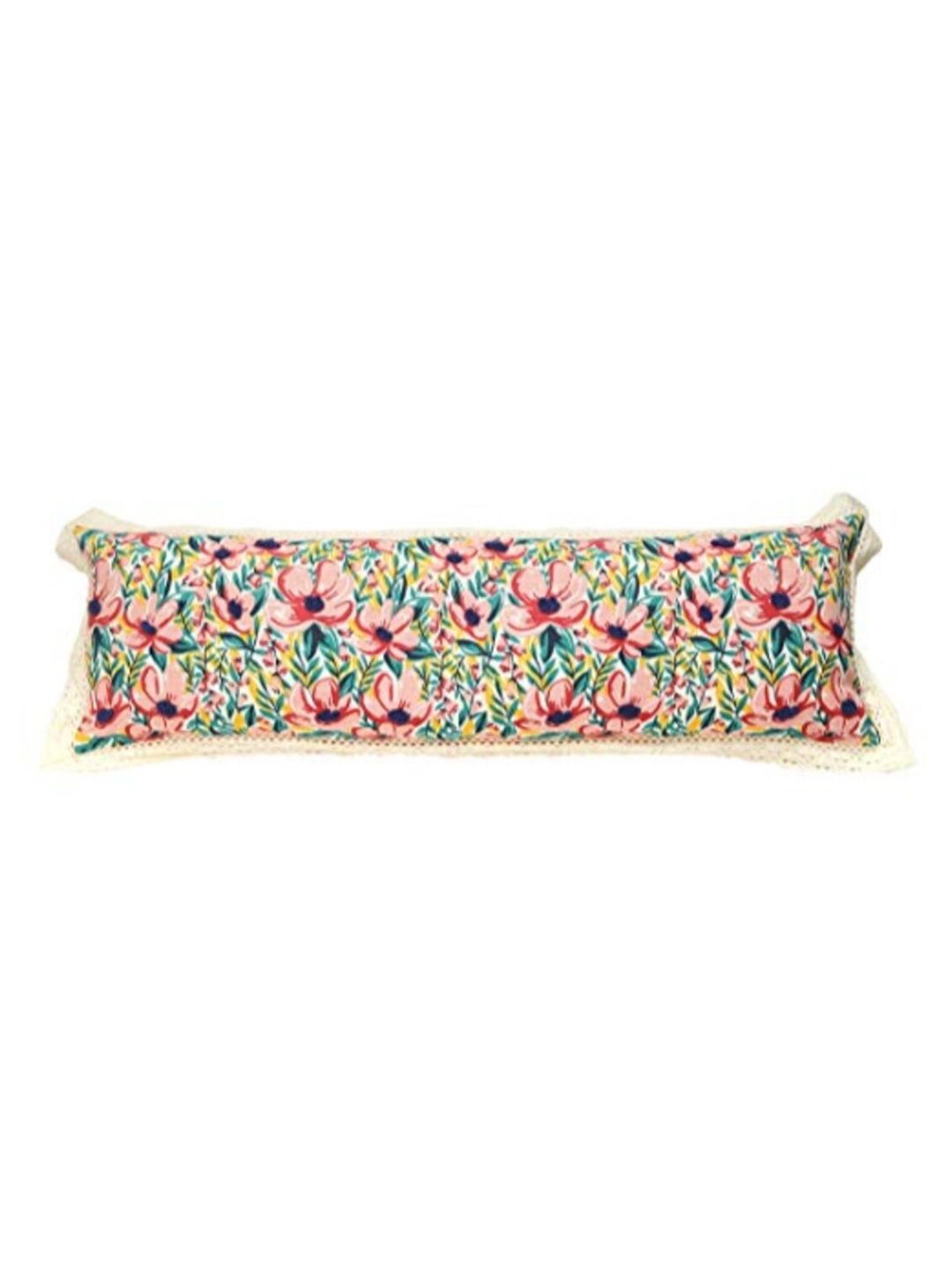Chumbak Pink & Green Floral Rectangle Cushion Cover Price in India