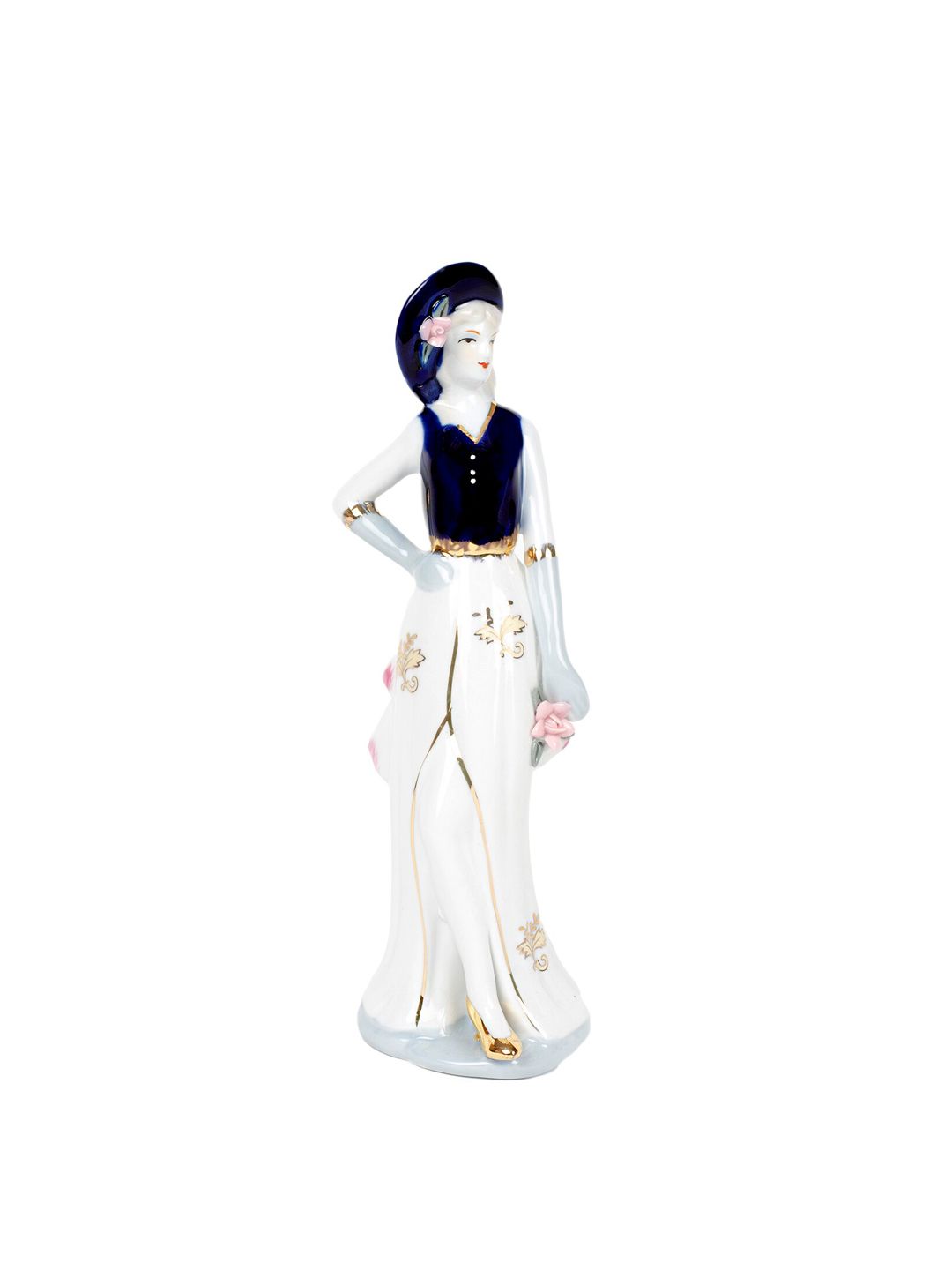 Buy THEDECORKART White & Blue Hand-Painted Victorian Lady Fine