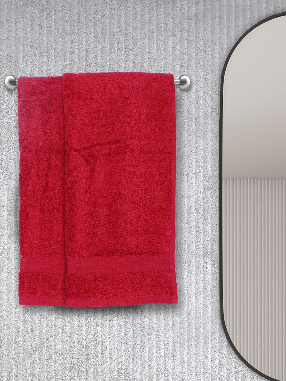 BIANCA Set Of 2 Red Solid 500 GSM Pure Combed Cotton Terry Hand Towels Price in India
