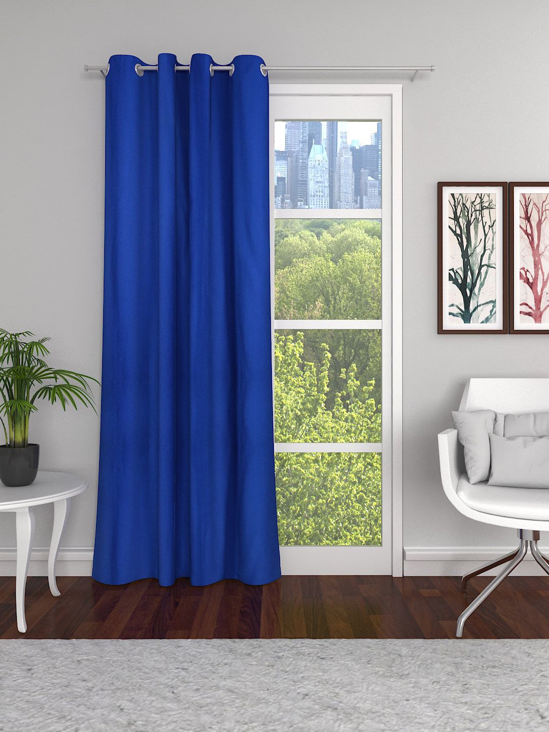 Soumya Blue Single Solid Cotton Long Door Curtain Price in India
