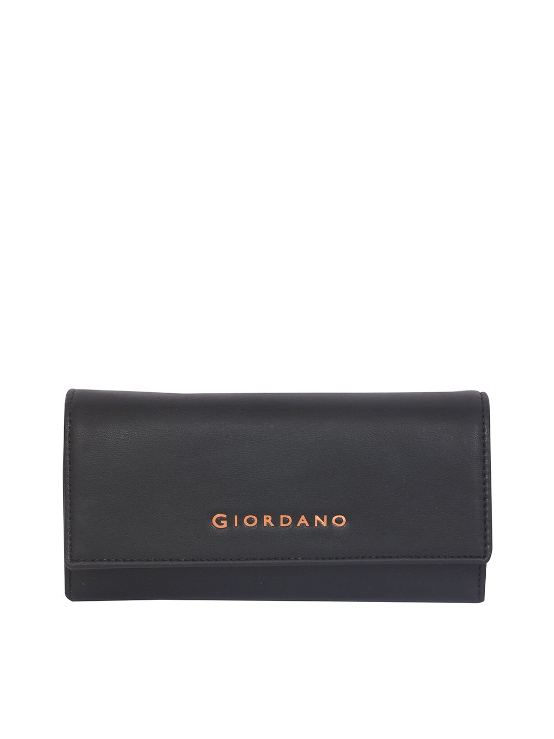 GIORDANO Women Black Textured PU Two Fold Wallet Price in India