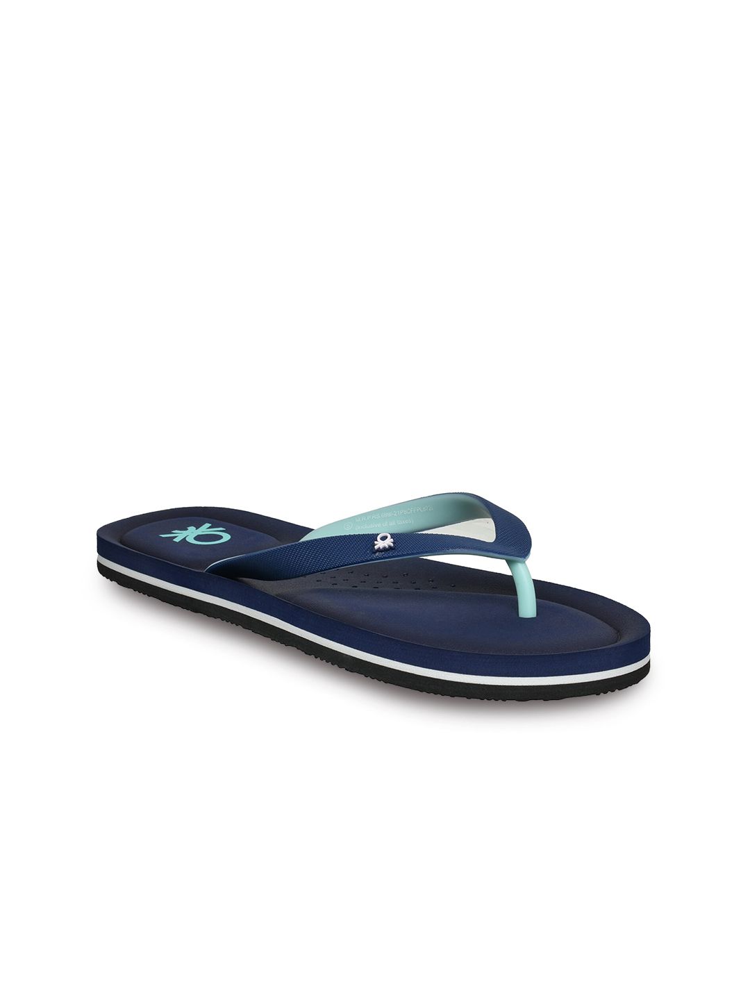 United Colors of Benetton Women Navy Blue & Sea Green Thong Flip-Flops Price in India