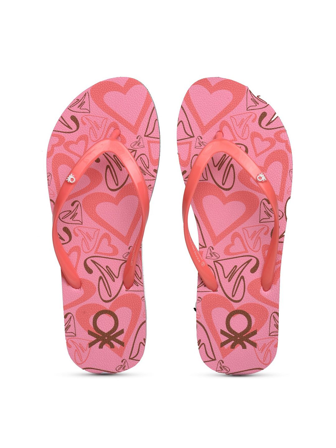 United Colors of Benetton Women Pink & Brown Printed Room Slippers Price in India