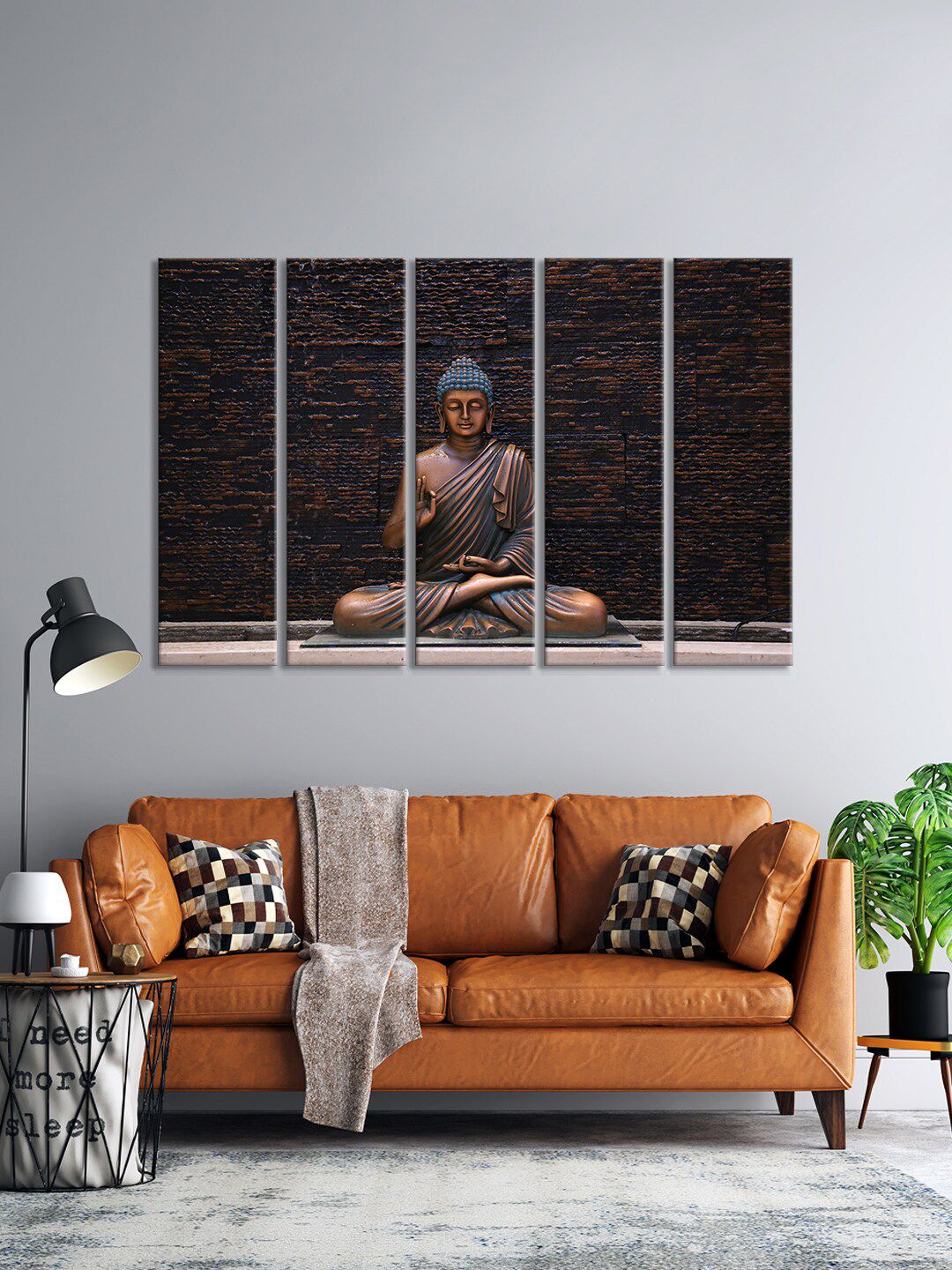 999Store Set Of 5 Brown & Copper-Coloured Buddha Wall Art Frames Price in India