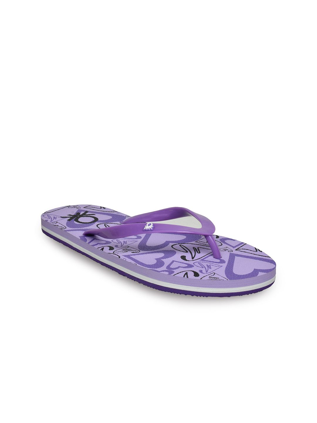 United Colors of Benetton Women Purple Printed Thong Flip-Flops Price in India