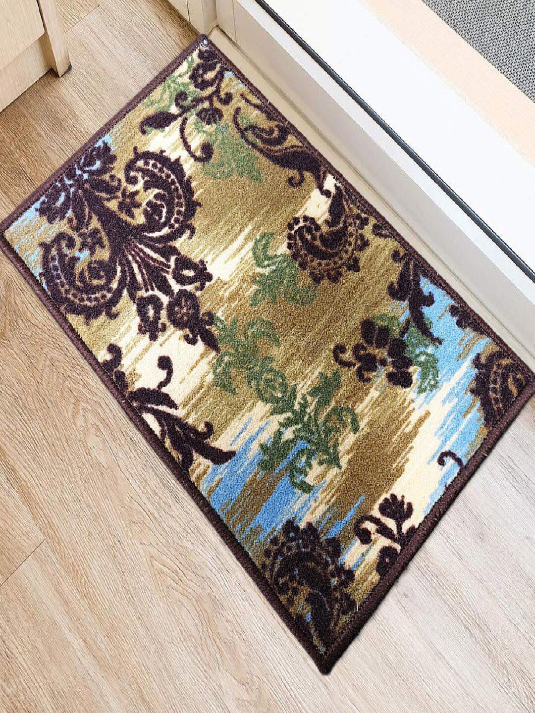 Status Brown & Green Printed Anti-Skid Doormat Price in India