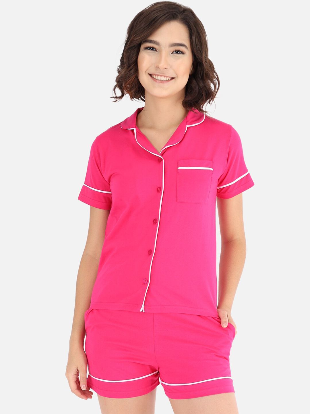 The Dry State Women Pink Cotton Night Suit Price in India