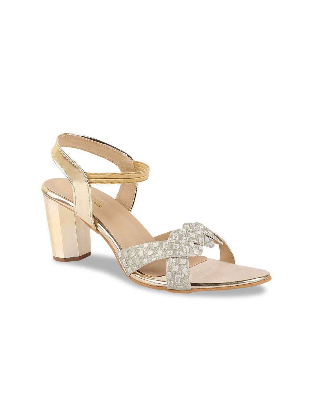 Shoetopia Gold-Toned Block Sandals Price in India