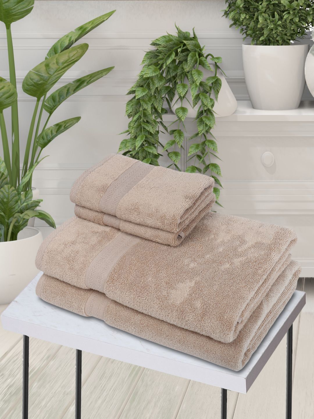 BIANCA Set Of 4 Pure Cotton Ultra-Fluffy Towels Price in India