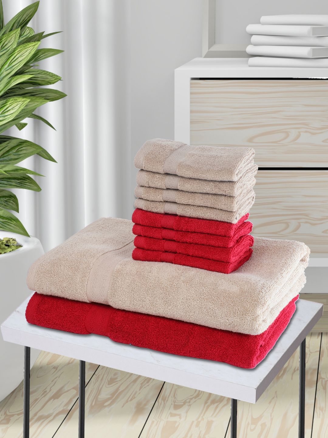 BIANCA Set Of 10 Pure Cotton Ultra-Fluffy Towels Price in India