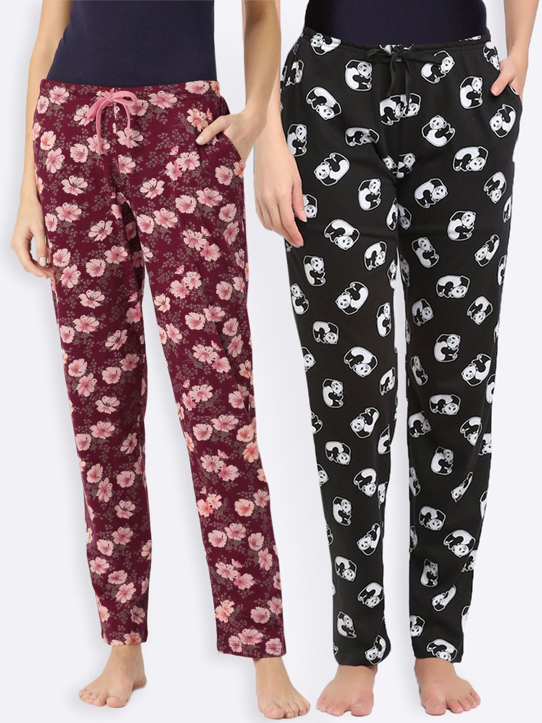 Kanvin Women Pack Of 2 Printed Cotton Lounge Pants Price in India