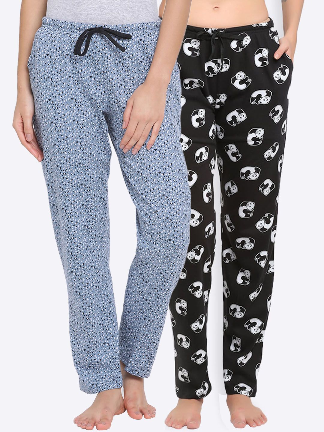 Kanvin Women Pack Of 2 Printed Pure Cotton Lounge Pants Price in India